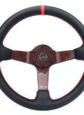 NRG Carbon Fiber Steering Whl 350MM Red Carbon Fiber Red Stiching Red Center Mark Leather                                     - RST-036CF-RD - Image 3