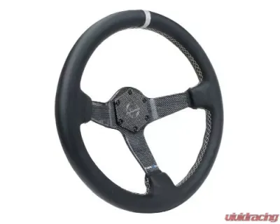 NRG Carbon Fiber Steering Whl 350MM Gold Carbon Fiber Gold Stiching Gold Center Mark Leather - RST-036CF-SL