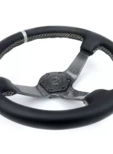 NRG Carbon Fiber Steering Whl 350MM Gold Carbon Fiber Gold Stiching Gold Center Mark Leather                                     - RST-036CF-SL - Image 3