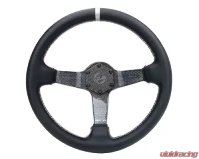 NRG Carbon Fiber Steering Whl 350MM Gold Carbon Fiber Gold Stiching Gold Center Mark Leather - RST-036CF-SL