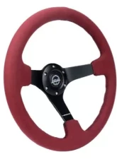NRG Reinforced Steering Whl - 350MM Sport Steering Whl 3' Deep Burgundy Alcantara Black Baseball Stitching - Matte Black Spoke                                     - RST-036MB-BUA - Image 2