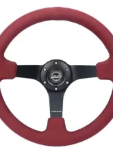 NRG Reinforced Steering Whl - 350MM Sport Steering Whl 3' Deep Burgundy Alcantara Black Baseball Stitching - Matte Black Spoke                                     - RST-036MB-BUA - Image 4