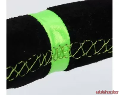 NRG Reinforced Steering Whl - 3" Deep 5MM Matte Black Spoke 350MM Sport Steering Whl Black Suede Neon Green Baseball Stitching Neon Green Center Mark - RST-036MB-S-GN