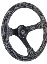 NRG Reinforced Steering Whl - 3" Deep 5MM Matte Black Spoke 350MM Sport Steering Whl Black Stitch Hyper Drive Micro Fiber Print Pattern                                     - RST-036MB-SA-H - Image 2