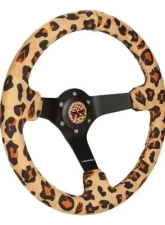 NRG Reinforced Steering Whl - 350MM Sport Steering Whl 3' Deep Savage Brown Leopard Printed Micro Fiber Vegan Material Matte Black Spoke                                     - RST-036MB-SV-BR - Image 2