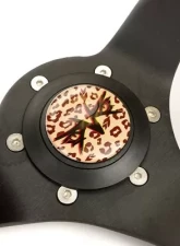 NRG Reinforced Steering Whl - 350MM Sport Steering Whl 3' Deep Savage Brown Leopard Printed Micro Fiber Vegan Material Matte Black Spoke                                     - RST-036MB-SV-BR - Image 4