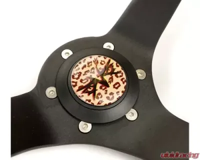 NRG Reinforced Steering Whl - 350MM Sport Steering Whl 3' Deep Savage Brown Leopard Printed Micro Fiber Vegan Material Matte Black Spoke - RST-036MB-SV-BR