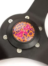 NRG Reinforced Steering Whl - 350MM Sport Steering Whl 3' Deep Savage Orange Leopard Printed Micro Fiber Vegan Material Matte Black Spoke                                     - RST-036MB-SV-OR - Image 4