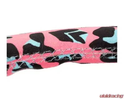 NRG Reinforced Steering Whl - 350MM Sport Steering Whl 3' Deep Savage Pinkleopard Printed Micro Fiber Vegan Material Matte Black Spoke - RST-036MB-SV-PK