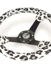 NRG Reinforced Steering Whl - 350MM Sport Steering Whl 3' Deep Savage Whiteleopard Printed Micro Fiber Vegan Material Matte Black Spoke                                     - RST-036MB-SV-WT - Image 3