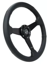 NRG 350MM Sport Steering Whl 1.5' Deep Black Perforated Leather Black Stitching - Matte Black Solid Spokes                                     - RST-037MB-PR - Image 2