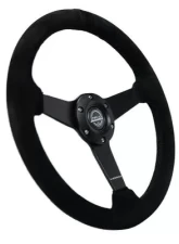 NRG 350MM Sport Steering Whl 1.5' Deep Black Suede Black Stitching - Matte Black Solid Spokes                                     - RST-037MB-S - Image 2