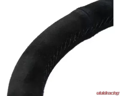 NRG 350MM Sport Steering Whl 1.5' Deep Black Suede Black Stitching - Matte Black Solid Spokes - RST-037MB-S