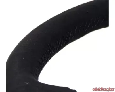 NRG 350MM Sport Steering Whl 1.5' Deep Black Alcantara Black Stitching - Matte Black Solid Spokes - RST-037MB-SA