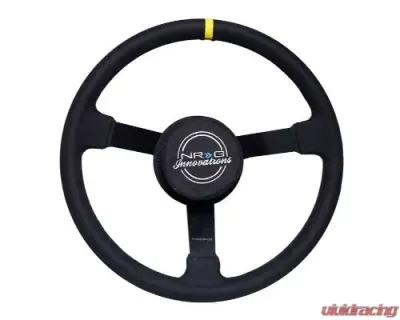 NRG Reinforced Steering Whl - Nascar 380MM Alcantara 3 Spoke Logo Removable Crushed Pad. Special 6 And 3 Bolt Pattern. - RST-380MB-A