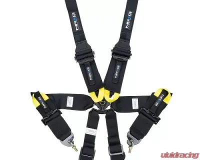 NRG Fia Approved 6Pt 2 Inch Shoulder Belt For Hans Device. Rotary Cam Lock Buckle, 3" Waist Belt And Crutch Belt - Black - SBH-HRS6PCBK