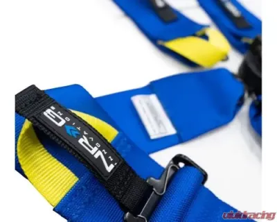 NRG Fia Approved 6Pt 2 Inch Shoulder Belt For Hans Device. Rotary Cam Lock Buckle, 3" Waist Belt And Crutch Belt - Blue - SBH-HRS6PCBL