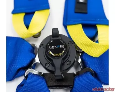 NRG Fia Approved 6Pt 2 Inch Shoulder Belt For Hans Device. Rotary Cam Lock Buckle, 3" Waist Belt And Crutch Belt - Blue - SBH-HRS6PCBL