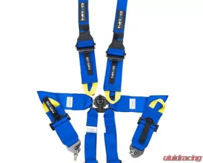 NRG Fia Approved 6Pt 2 Inch Shoulder Belt For Hans Device. Rotary Cam Lock Buckle, 3" Waist Belt And Crutch Belt - Blue - SBH-HRS6PCBL