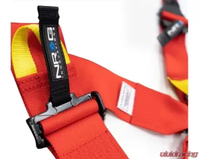 NRG Fia Approved 6Pt 2 Inch Shoulder Belt For Hans Device. Rotary Cam Lock Buckle, 3" Waist Belt And Crutch Belt - Red - SBH-HRS6PCRD