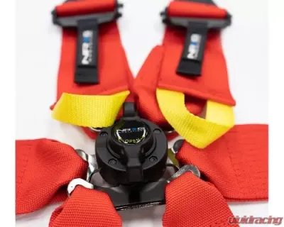 NRG Fia Approved 6Pt 2 Inch Shoulder Belt For Hans Device. Rotary Cam Lock Buckle, 3" Waist Belt And Crutch Belt - Red - SBH-HRS6PCRD
