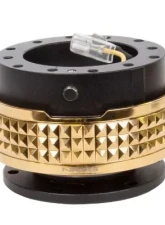NRG Quick Release Kit - Black Body - Chrome Gold Pyramid Ring                                     - SRK-210BK/CG - Image 2
