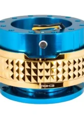 NRG Quick Release Kit - Blue Body - Chrome Gold Pyramid Ring                                     - SRK-210BL/CG - Image 2