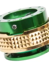 NRG Quick Release Kit - Green Body - Chrome Gold Pyramid Ring                                     - SRK-210GN/CG - Image 2