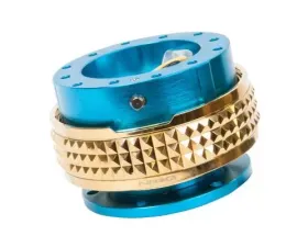 NRG Quick Release Kit - New Blue Body - Chrome Gold Pyramid Ring