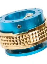 NRG Quick Release Kit - New Blue Body - Chrome Gold Pyramid Ring                                     - SRK-210NB/CG - Image 2