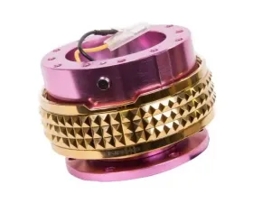 NRG Quick Release Kit - Pink Body - Chrome Gold Pyramid Ring