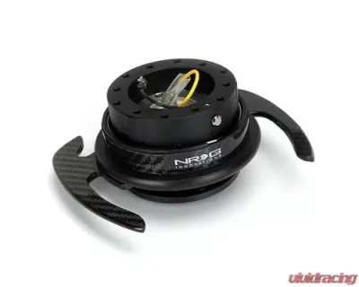 NRG Quick Release Kit - Black Body-Carbon Figer Trim Ring W- Carbon Fiber Handles - SRk-700CF-1