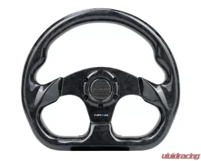 NRG Shinny Black Forged Carbon Fiber Steering Whl 320MM Flat Bottom - ST-009FC/BK