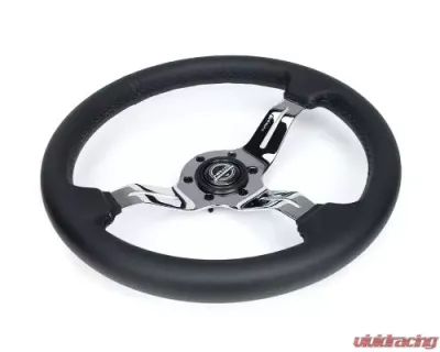 NRG Light Weight Gaming Steering Whl composits And Chrome Spoke Slits - ST-010CH-PR