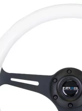 NRG Classic Wood Grain Whl - 350MM 3 Black Spokes- Glow-In-The-Dark Blue Color                                     - ST-015BK-GL/BL - Image 2