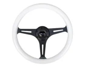 NRG Classic Wood Grain Whl - 350MM 3 Black Spokes- Glow-In-The-Dark Blue Color