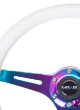 NRG Classic Wood Grain Whl - 350MM 3 Neochrome Spokes - Glow-In-The-Dark Blue Color                                     - ST-015MC-GL/BL - Image 2