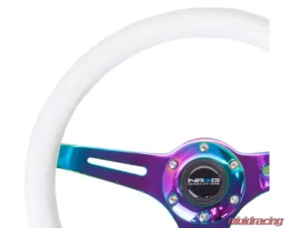 NRG Classic Wood Grain Whl - 350MM 3 Neochrome Spokes - Glow-In-The-Dark Blue Color - ST-015MC-GL/BL