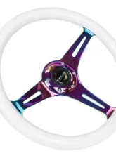 NRG Classic Wood Grain Whl - 350MM 3 Neochrome Spokes - Glow-In-The-Dark Purple Color                                     - ST-015MC-GL/PP - Image 2