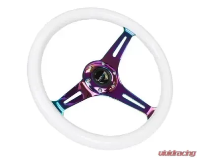 NRG Classic Wood Grain Whl - 350MM 3 Neochrome Spokes - Glow-In-The-Dark Purple Color - ST-015MC-GL/PP