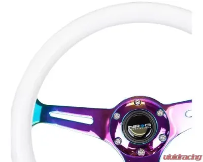 NRG Classic Wood Grain Whl - 350MM 3 Neochrome Spokes - Glow-In-The-Dark Purple Color - ST-015MC-GL/PP