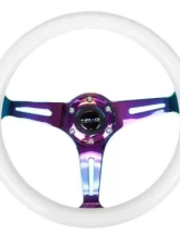 NRG Classic Wood Grain Whl - 350MM 3 Neochrome Spokes - Glow-In-The-Dark Purple Color                                     - ST-015MC-GL/PP - Image 4