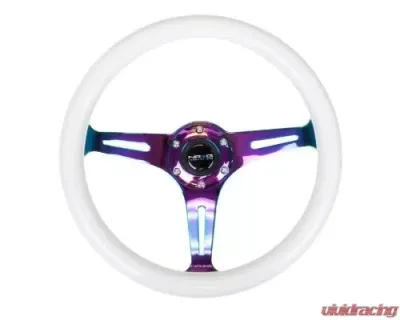 NRG Classic Wood Grain Whl - 350MM 3 Neochrome Spokes - Glow-In-The-Dark Purple Color - ST-015MC-GL/PP