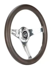 NRG Classic Wood Grain Whl - 350MM 3 Chrome Silver Spokes Oak Color Wood                                     - ST-015SL-OAK - Image 2