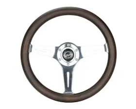 NRG Classic Wood Grain Whl - 350MM 3 Chrome Silver Spokes Oak Color Wood