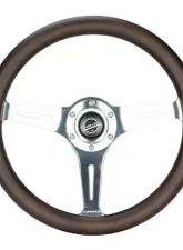 NRG Classic Wood Grain Whl - 350MM 3 Chrome Silver Spokes Oak Color Wood                                     - ST-015SL-OAK - Image 4