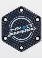 NRG Carbon Fiber W/ Blue Texalium Fabrics Horn Delete Button Circular Logo Front / Back                                     - STR-640CF/BL - Image 2
