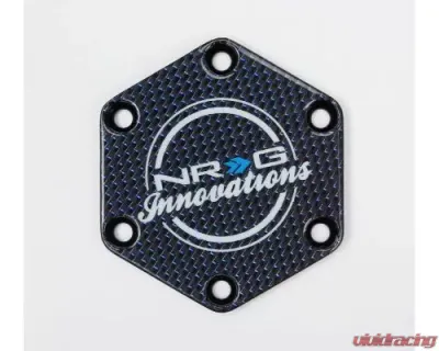 NRG Carbon Fiber W/ Blue Texalium Fabrics Horn Delete Button Circular Logo Front / Back - STR-640CF/BL