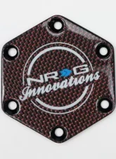 NRG Carbon Fiber W/ Red Texalium Fabrics Horn Delete Button Circular Logo Front / Back                                     - STR-640CF/RD - Image 2