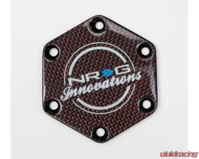 NRG Carbon Fiber W/ Red Texalium Fabrics Horn Delete Button Circular Logo Front / Back - STR-640CF/RD
